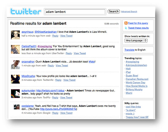 Twitter Real-Time Search Twitter Real-Time Search