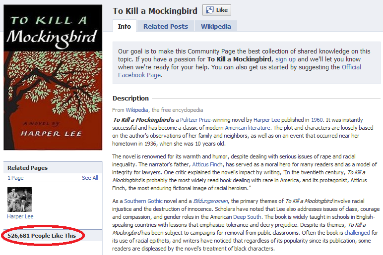 To Kill a Mockingbird Facebok Fan Page